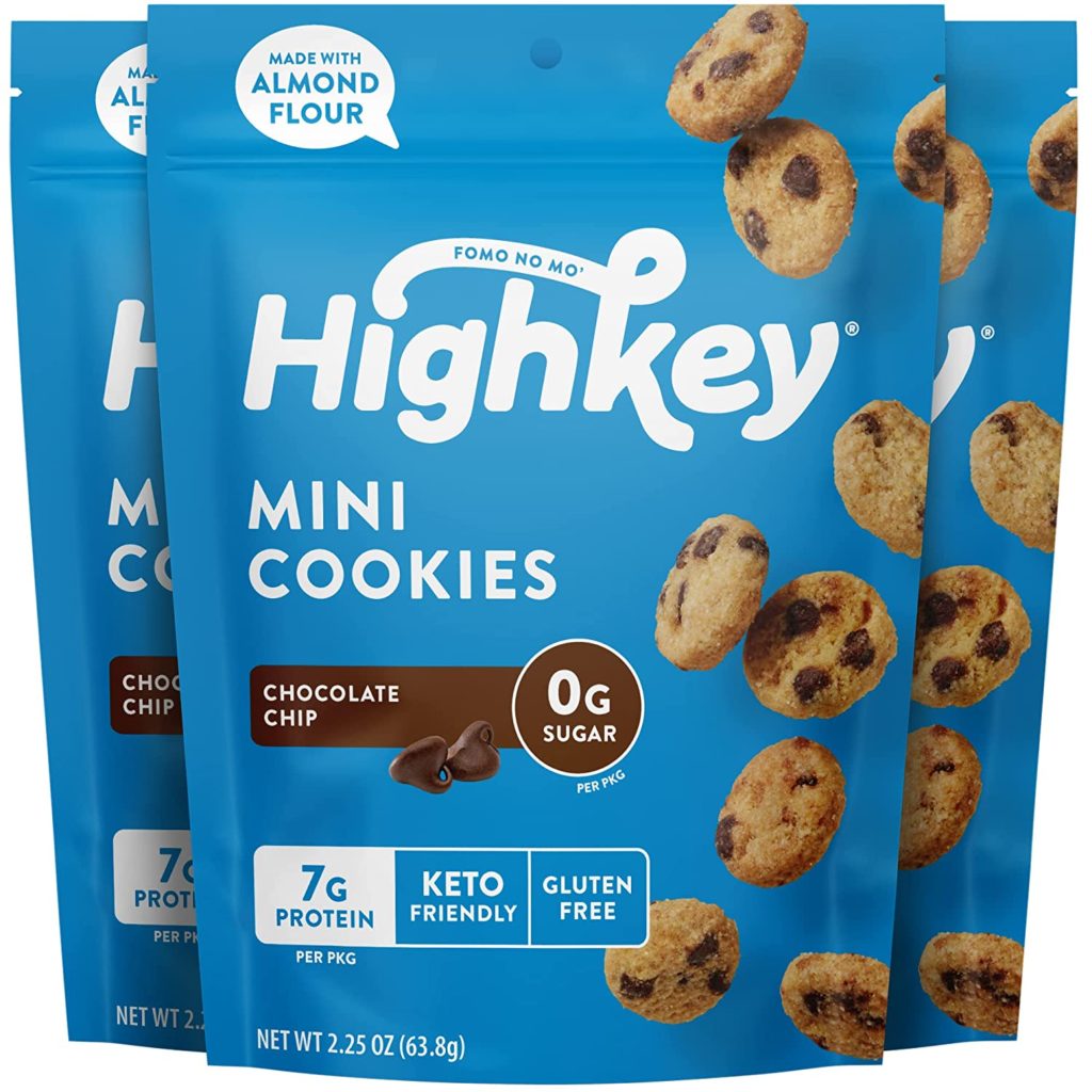 Highkey Keto Cookies Chocolate Chip - 3 Pack - Almond Flour Keto Snacks & Healthy Snacks for Adults - Low Carb Snack Cookie, Sugar Free Cookies, Diabetic Food, Gluten Free Foods for Ketogenic Diet