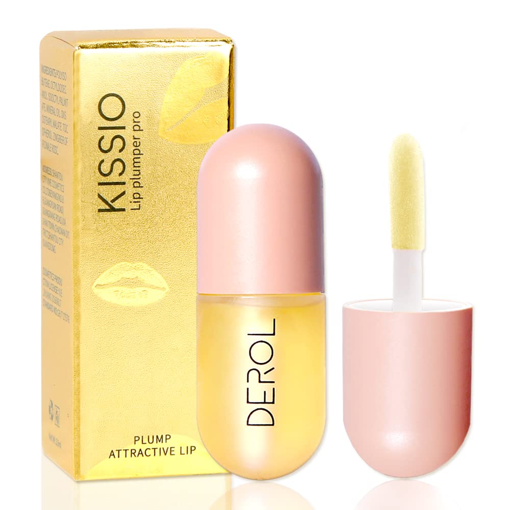 KISSIO Natural Lip Plumper, lip plumping lip gloss, lip plumper gloss, derol lip plumper, Moisturizing& Reduce Fine Lines 5.5ml (03#)
