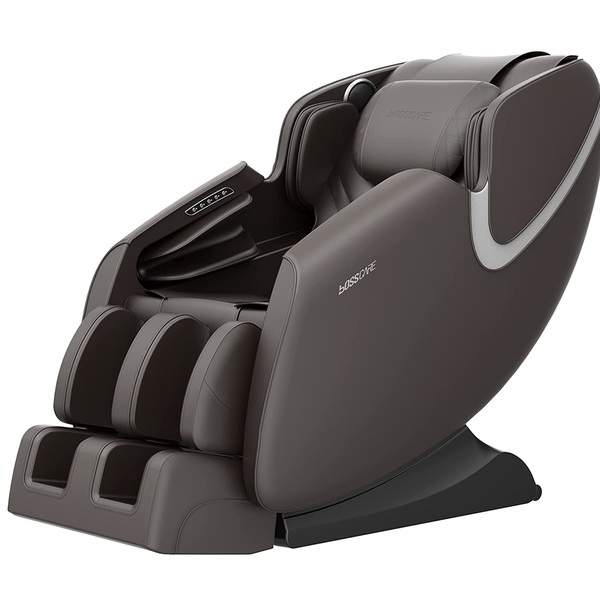 BOSSCARE Massage Chair Recliner with Zero Gravity, Full Body Airbag Easy to Assemble with Bluetooth Speaker, Foot Roller Brown