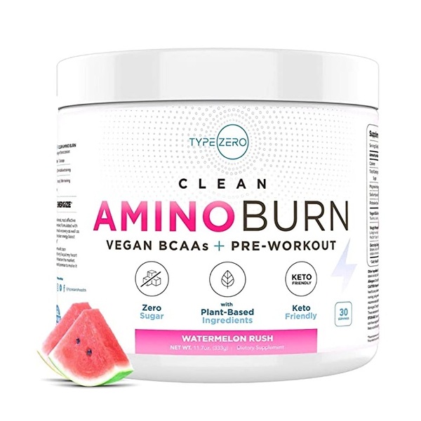AminoBurn - Vegan Amino Acids Energy Pre Workout Drink for Women/Men (Watermelon) Sugar-Free Energy Drink Powder & Amino Acids Supplement - Natural Preworkout Energy and Fat Burner Weight Loss Drink