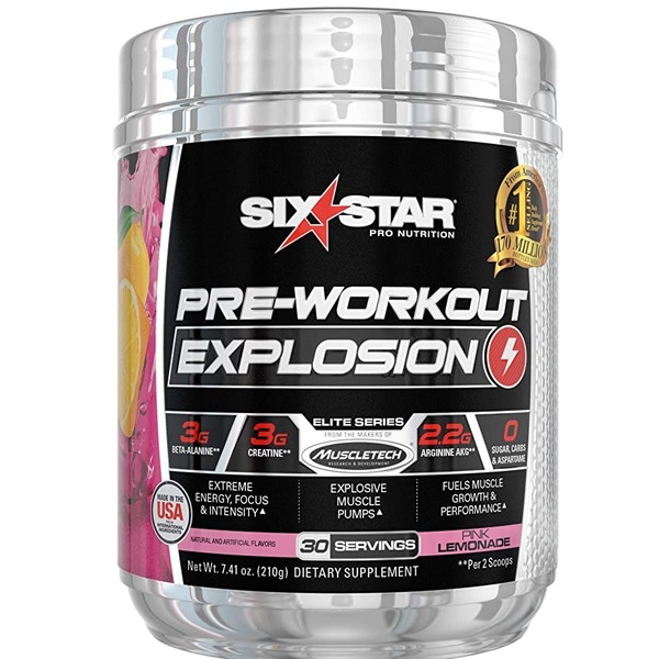  Pre Workout | Six Star PreWorkout Explosion | Pre Workout Powder for Men & Women | PreWorkout Energy Powder Drink Mix | Sports Nutrition Pre-Workout Products | Pink Lemonade (30 Servings)