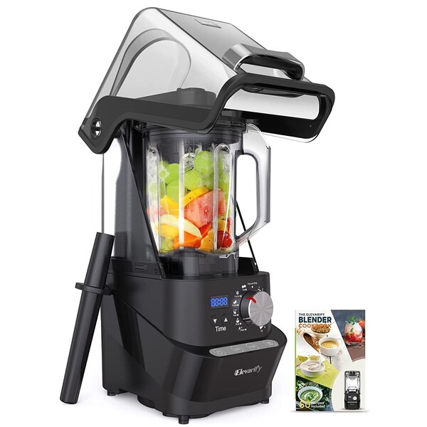 ELEVARIFY Professional Blender for Kitchen Quiet: Vacuum Commercial Blender for Shakes and Smoothies - 64oz Industrial Countertop Blenders - 1500W High Power Smoothie Blender with Shield, Black-29015