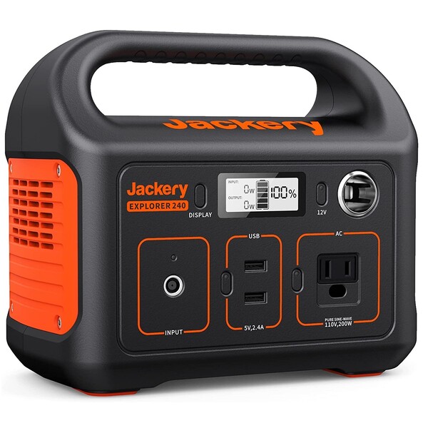 Jackery Portable Power Station Explorer 240, 240Wh Backup Lithium Battery, 110V/200W Pure Sine Wave AC Outlet, Solar Generator (Solar Panel Not Included) for Outdoors Camping Travel Hunting Emergency