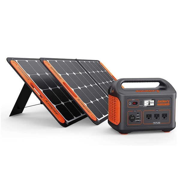 Jackery Solar Generator 1000, Explorer 1000 and 2X SolarSaga 100W with 3x110V/1000W AC Outlets, Solar Mobile Lithium Battery Pack for Outdoor RV/Van Camping, Emergency