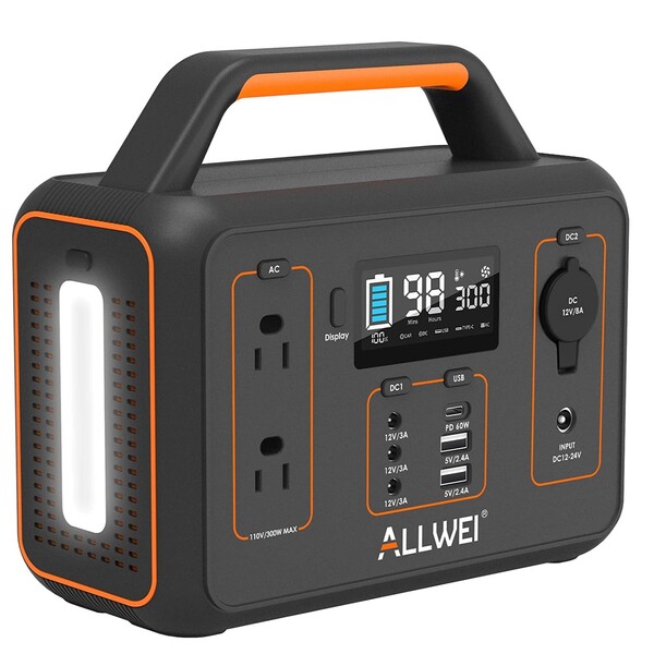 10 Best Solar Generators 10 ALLWEI Portable Power Station, 280Wh Backup Lithium Battery, Regulated DC for mini Cooler, USB-C PD60W, 300W Pure Sine Wave AC Outlet Solar Power Generator for Outdoors Camping Travel Emergency