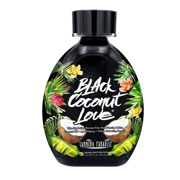 Tanning Paradise Black Coconut Love Tanning Lotion | Coconut Oil | Age-Defying | Tattoo Protecting Formula | Ultra Hydrating Dark Tanning Lotion, 13.5oz
