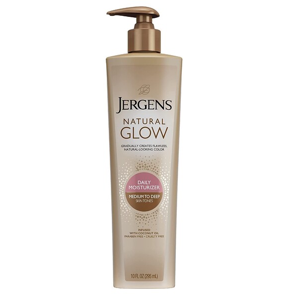 Jergens Natural Glow 3-Day Self Tanner Lotion, Sunless Tanning Daily Moisturizer, for Medium to Deep Skin Tone, for Streak-free and Natural-Looking Color, 10 Fl Oz (Pack of 1)