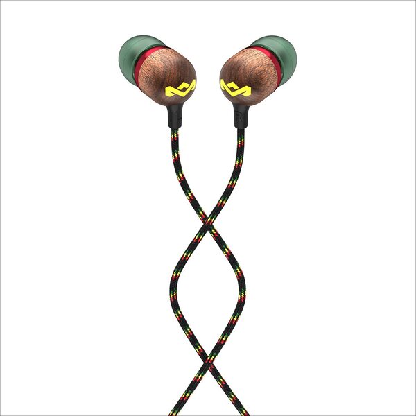 House of Marley Smile Jamaica Wired: Wired Earphones with Microphone, Noise Isolating Design, and Sustainable Materials (Rasta)