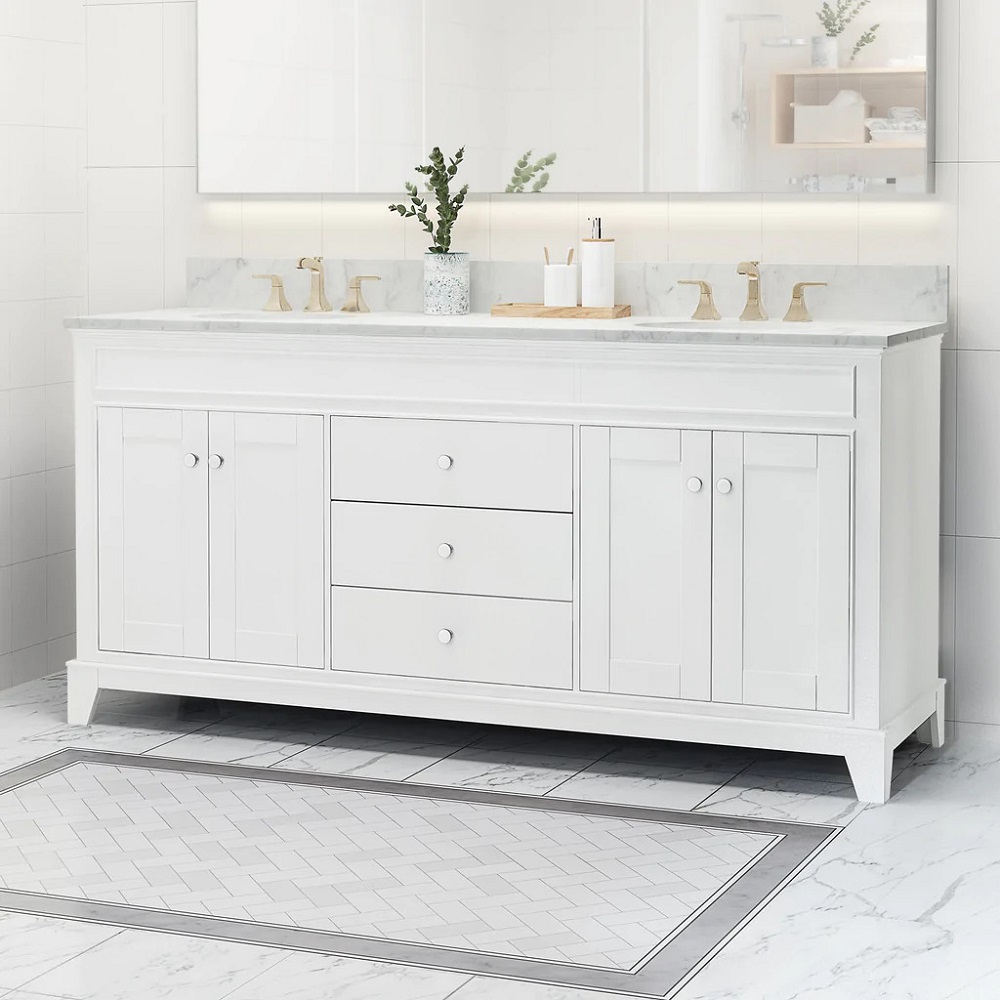 Dot and Bo Review 6 Dot and Bo Feldspar Contemporary 72" Wood Double Sink Bathroom Vanity with Marble Counter Top with Carrara White Marble Review