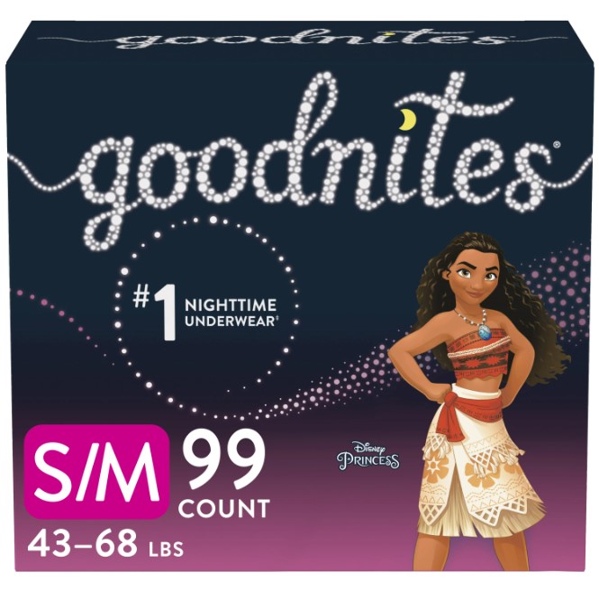 Goodnites Nighttime Bedwetting Underwear, Girls' S/M (43-68 lb.), 99 Ct
