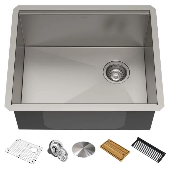 Kraus Kore Workstation Undermount 16 Gauge Stainless Steel Single Bowl Kitchen Sink 