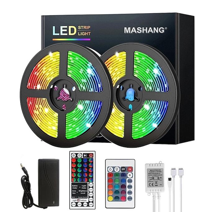 Mini In The Box Review 7 Mini In The Box LED Strip Lights RGB 5M 10M 15M 20M LED Lights Flexible Color Change SMD 2835 with IR Remote Controller and 100-240V Adapter for Home Bedroom Kitchen TV Back Lights DIY Decor DC12V