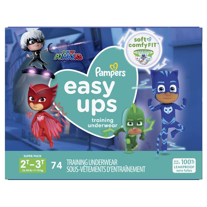 Pampers Easy Ups Training Pants Boys and Girls, 2T-3T (Size 4), 74 Count, Super Pack, Packaging & Prints May Vary