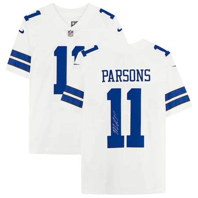 Sports Memorabilia Micah Parsons White Dallas Cowboys Autographed Nike Limited Jersey 