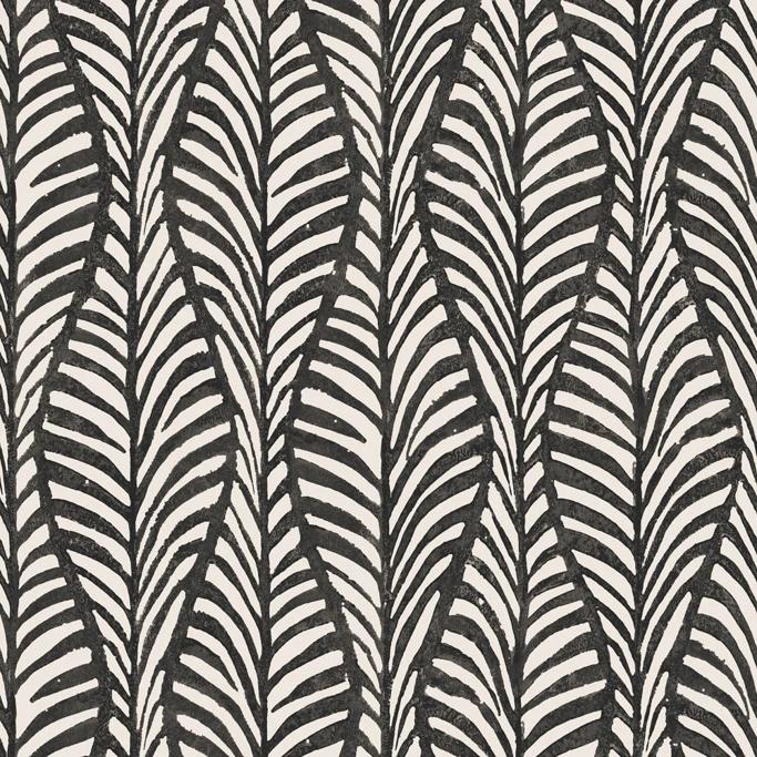 Tempaper Black Jade Block Print Leaves Removable Wallpaper 