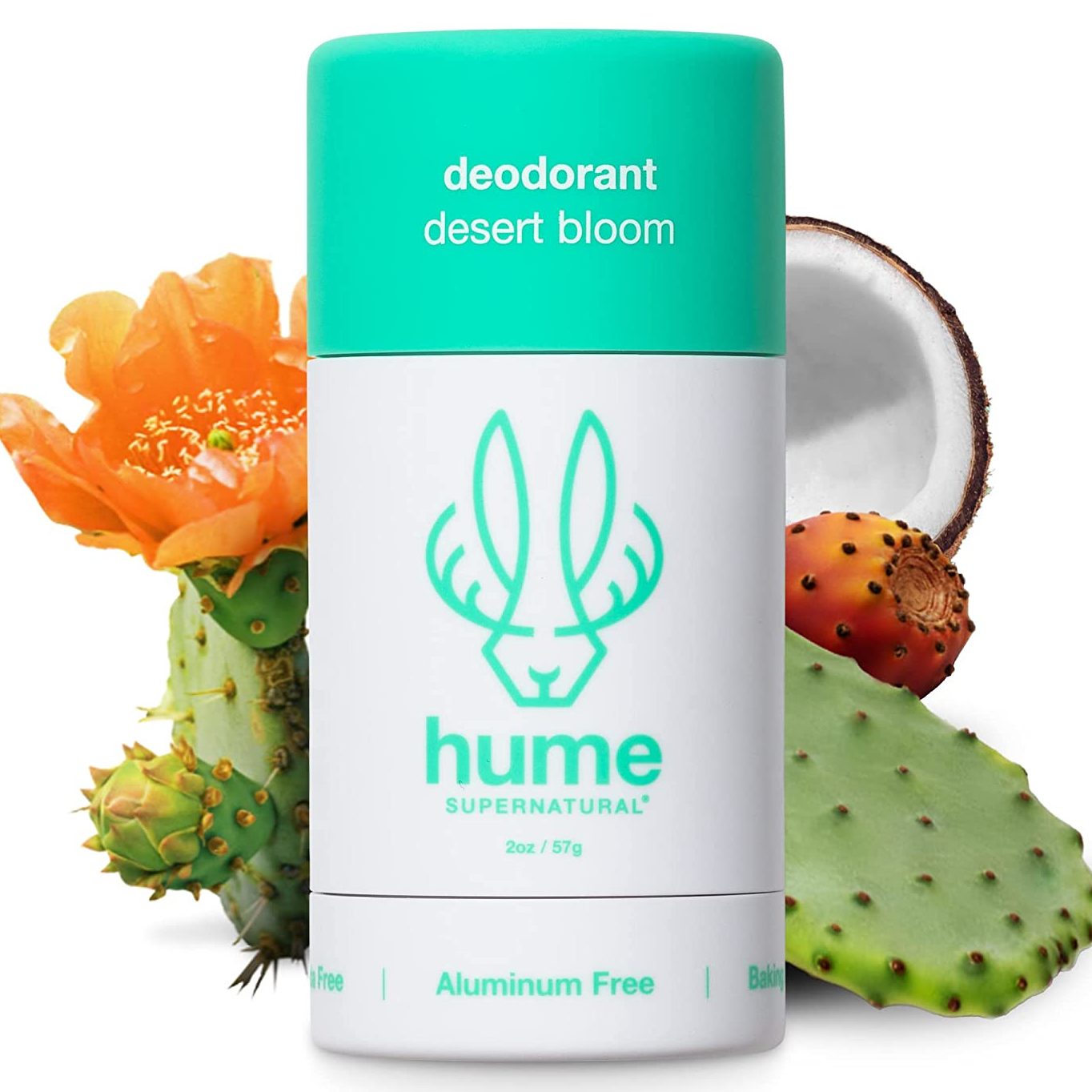 Hume Supernatural Natural Deodorant Aluminum Free for Women & Men, Natural Ingredients, Probiotic, Plant Based, Baking Soda Free, Aloe, & Cactus Flower, Anti Sweat, Stain & Odor – Desert Bloom, 1 Pack 
