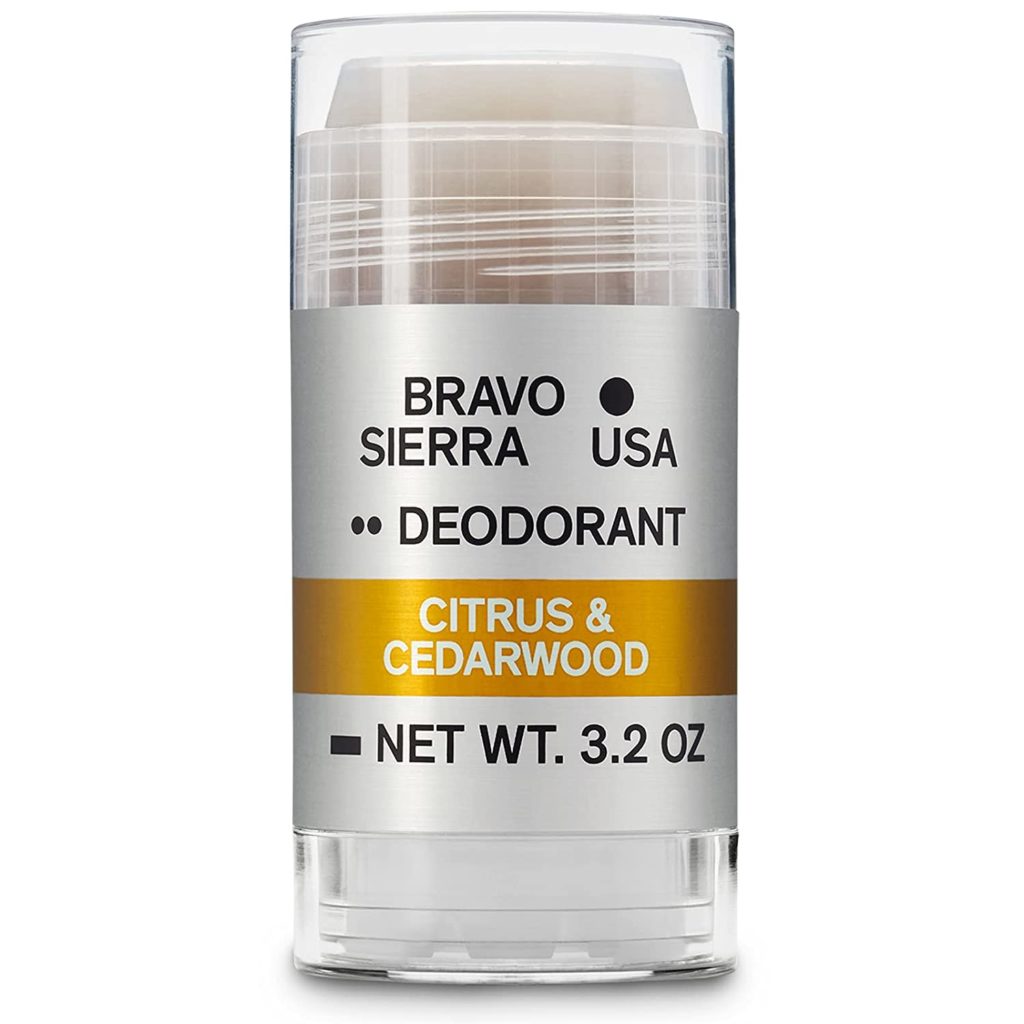 Aluminum-Free Natural Deodorant for Men by Bravo Sierra - Long Lasting All-Day Odor and Sweat Protection - Citrus and Cedarwood, 3.2 oz - Paraben-Free, Baking Soda Free, Vegan and Cruelty Free - Will Not Stain Clothes. 