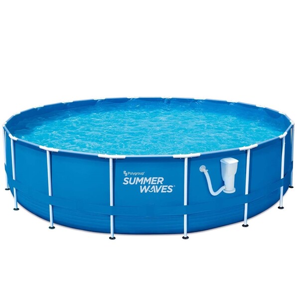 Summer Waves Active 10 Foot x 30 Inch Metal Frame Outdoor Backyard Above Ground Swimming Pool Set with Filter Pump, Type I Cartridge, and Repair Patch