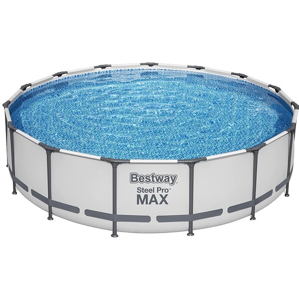 Bestway 56687E Steel Pro Max 15ft x 42in Outdoor Round Frame Above Ground Swimming Pool Set with 1000 GPH Filter Pump, and Ladder, Blue