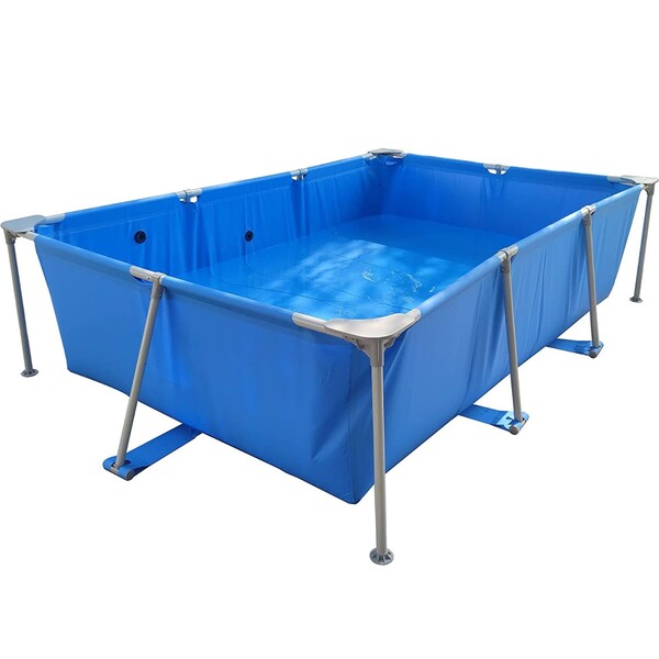 BestJ Metal Frame Swimming Pool Summer Rectangular Above Ground Pools Blue Outdoor Lounge Pool for Adults Kids (118 in x 79 in x 26 in, Blue)
