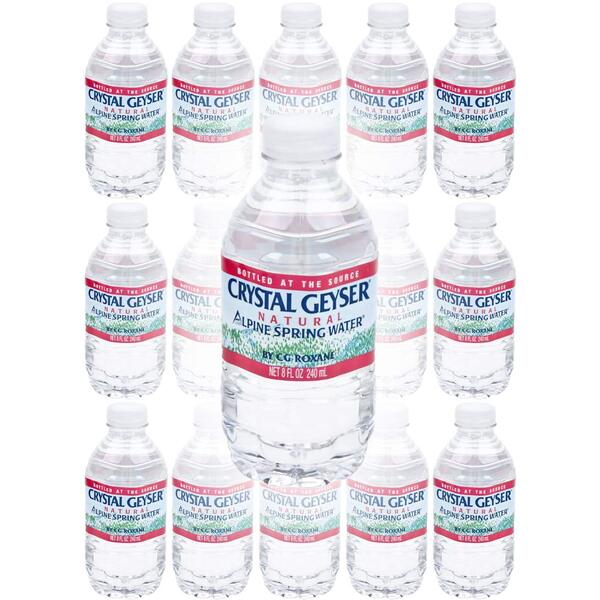 Crystal Geyser Water, Purified Water, 8 Fl Oz (Pack of 15, Total of 120 Fl Oz)