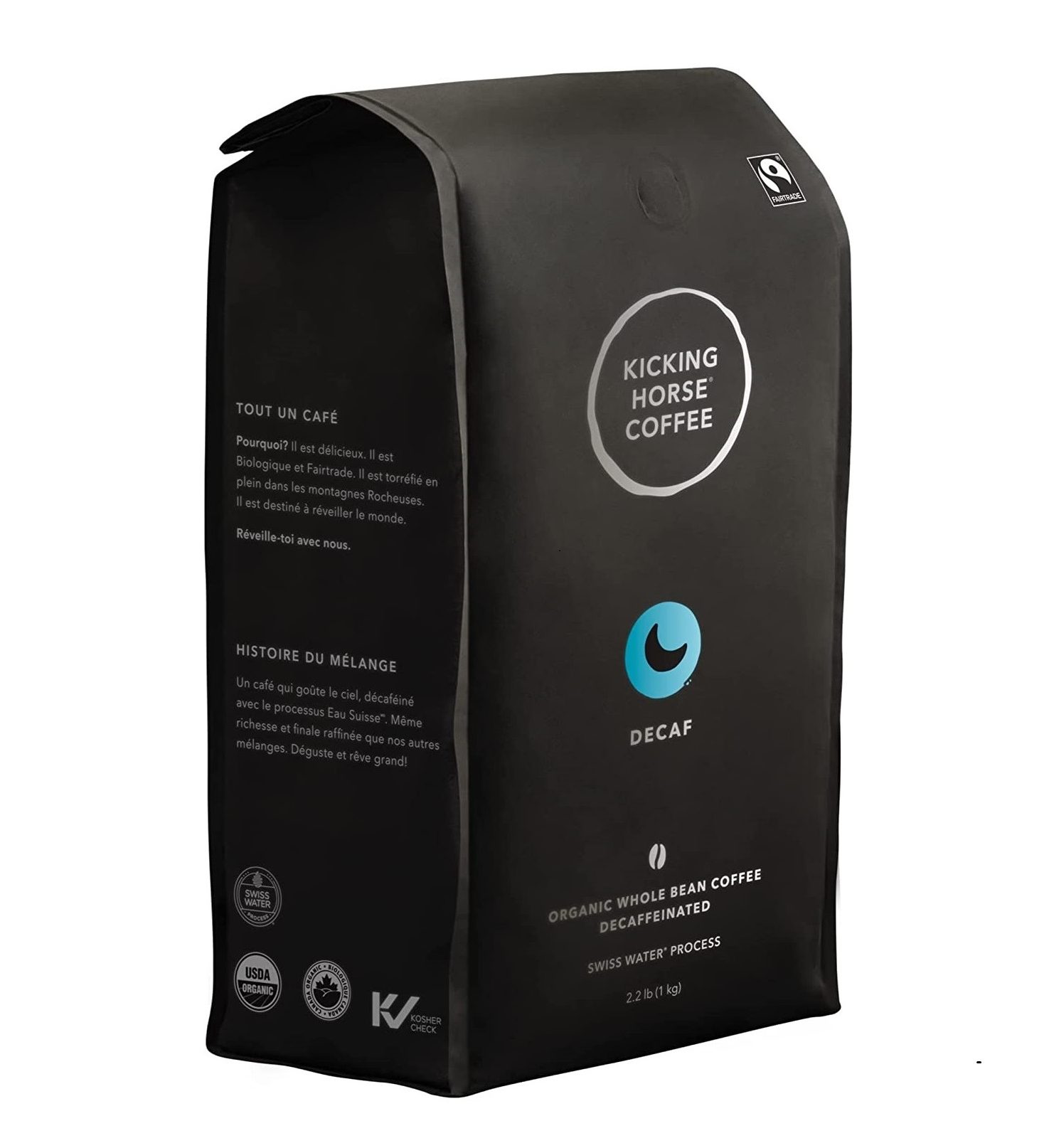 Kicking Horse Coffee, Decaf, Swiss Water Process, Dark Roast, Whole Bean, 2.2 Pound - Certified Organic, Fairtrade, Kosher Coffee, 35.2 Ounces Market, Coffee Buzz Free Decaf French Roast Ground Organic, 10 Ounce