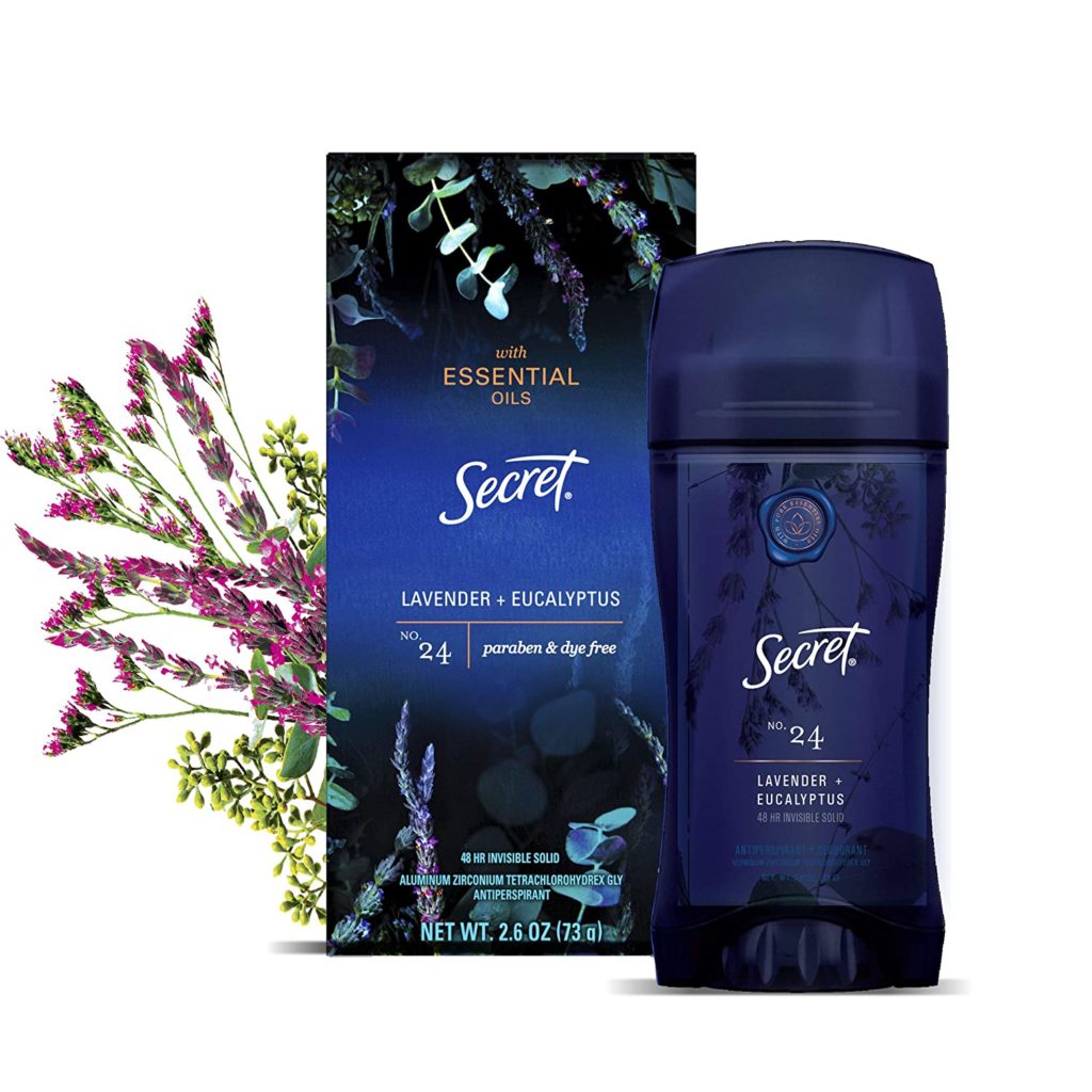 Secret Antiperspirant Deodorant for Women With Pure Essential Oils, Paraben Free, Lavender & Eucalyptus Scent, 2.6 Oz