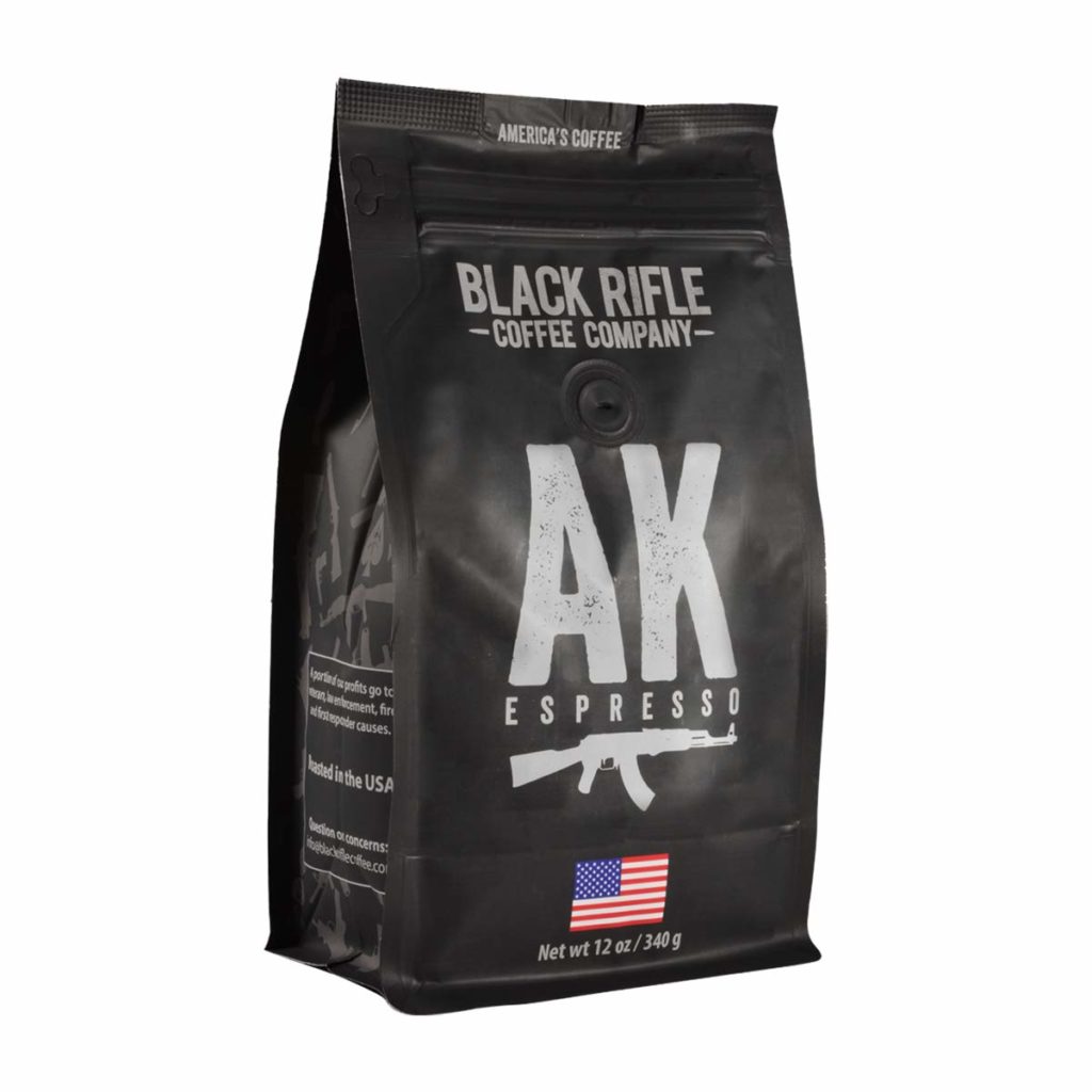 Black Rifle Coffee AK Espresso (Medium Roast) Whole Bean Coffee, 12 Ounce Bag of Coffee Beans, Colombian and Brazilian Beans With a Nutty Aroma and Citrus and Dark Chocolate Flavors, Helps Support Veterans and First Responders 