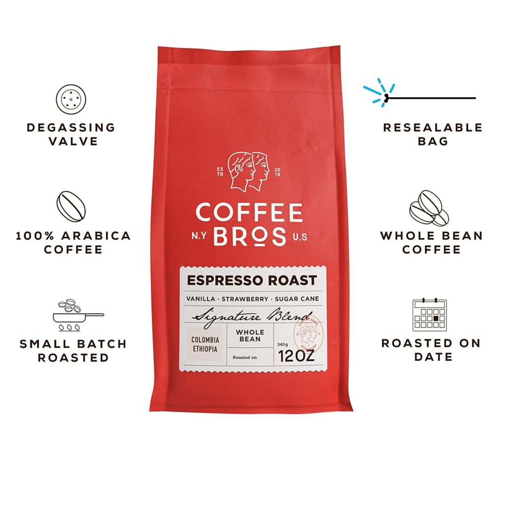 Coffee Bros., Espresso Roast — Whole Bean — 100% Arabica — 1 Bag (12oz) — Colombia & Ethiopia — Gourmet & Specialty