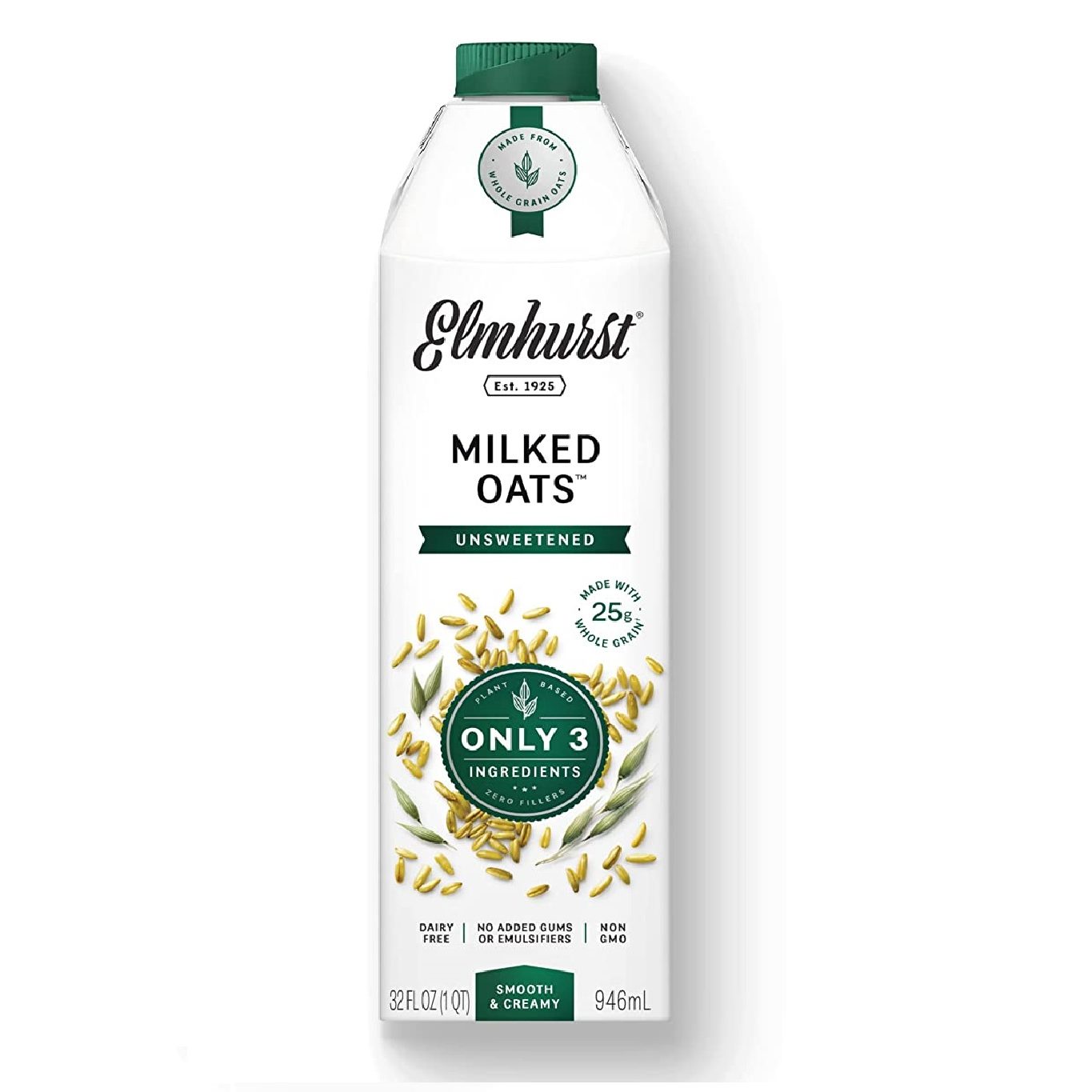 Elmhurst 1925 Milked Oats Unsweetened Oat Milk, 32 Ounce (Pack of 6)