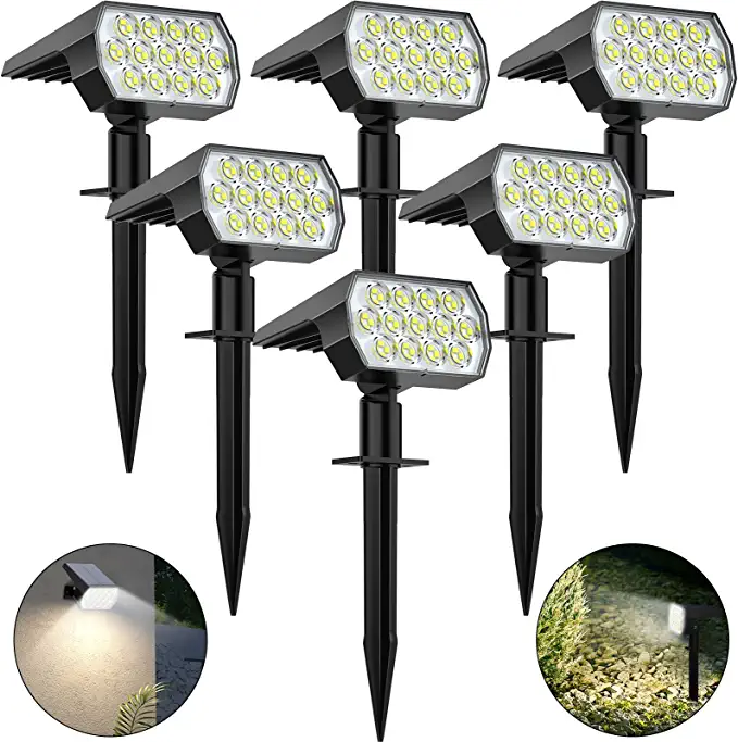 Solar Spot Lights Outdoor, [6 Pack/52 LED/3 Modes] 2-in-1 Solar Landscape Spotlights, WELALO Solar Powered Security Lights, IP65 Waterproof Wall Lights for Walkway Yard Garden Driveway(Cool White) 
