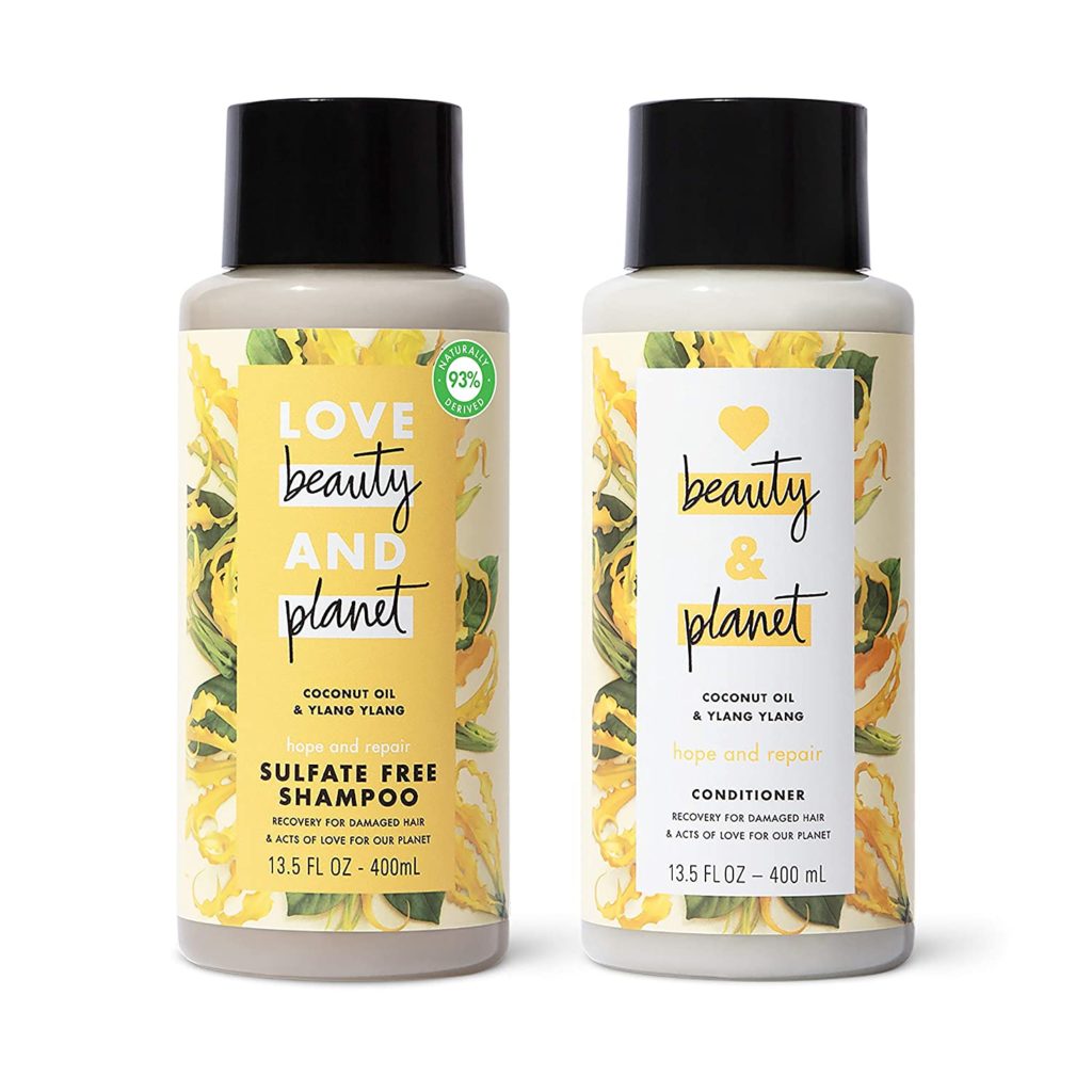 Love Beauty And Planet Hope and Repair Shampoo and Conditioner Dry Hair and Damaged Hair Care Coconut Oil and Ylang Ylang Paraben Free, Silicone Free, and Vegan, 13.5 Fl Oz (Pack of 2)