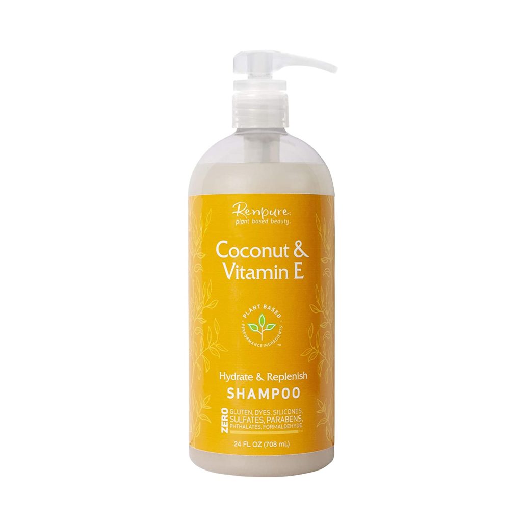 RENPURE Plant Based Coconut & Vitamin E Shampoo for Dry Hair - Sulfate Free Shampoo, Paraben Free & Color Safe - Naturally Moisturizing Coconut Hydrating Shampoo for Men & Women, Basic