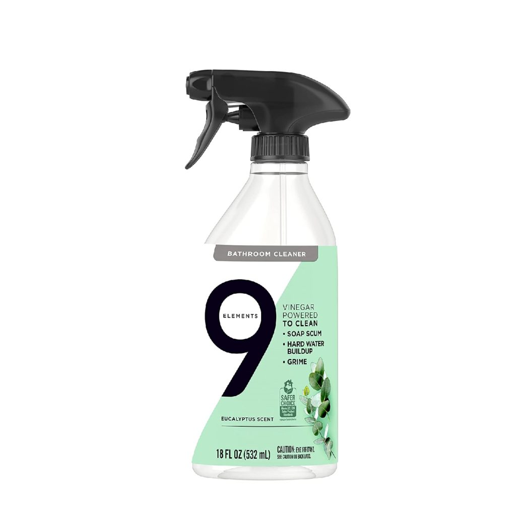 9 Elements Bathroom Cleaner, Eucalyptus Multi Surface Shower, Tub, & Tile Cleaning Vinegar Spray, 18 oz Bottles (Pack of 3)