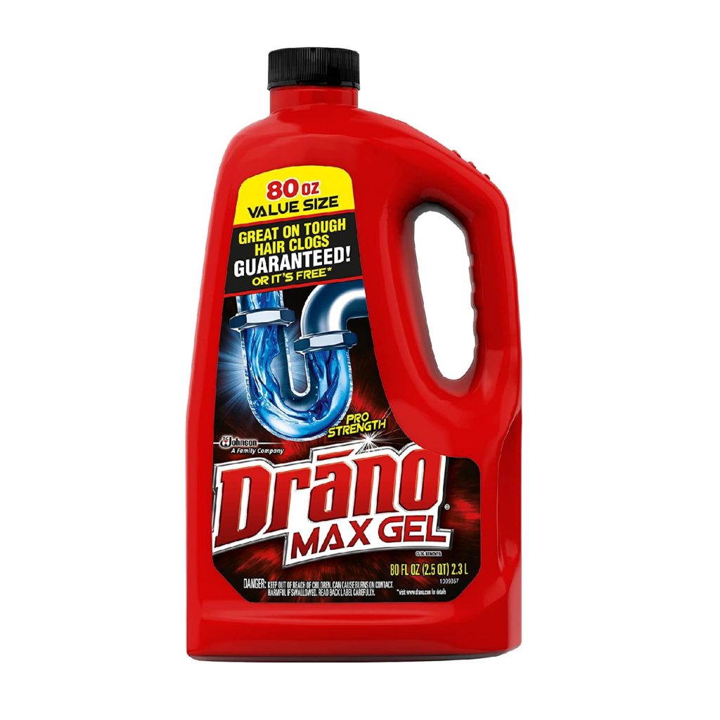 Drano Max Gel Drain Clog Remover and Cleaner for Shower or Sink Drains, Unclogs and Removes Hair, Soap Scum, Blockages, 80 oz 
