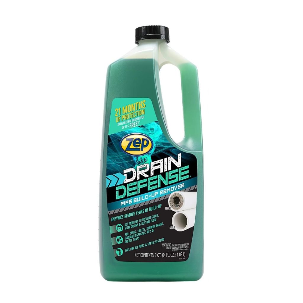 Zep Drain Defense Pipe Build-Up Remover - 64 Ounces (Case of 2) ZLDC648 - Professional Strength Liquid Pipe Build Up Remover 