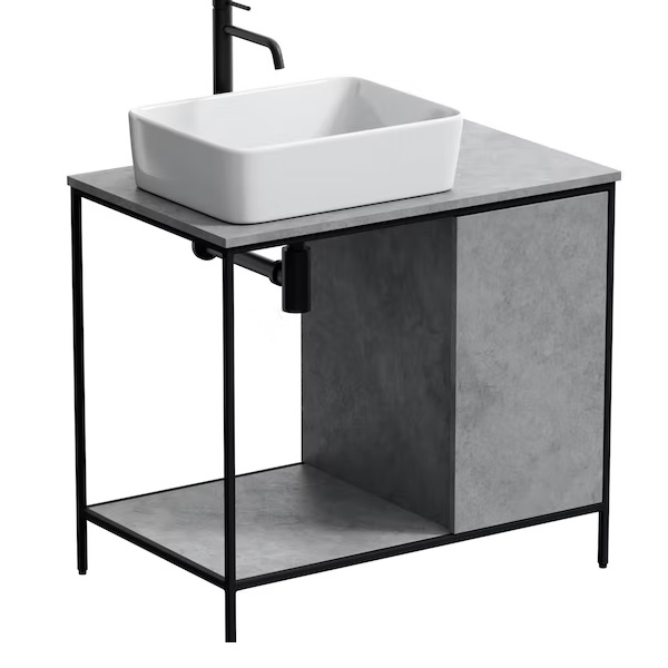 Victoria Plum Review 6 Victoria Plum Mode Bergne Dark Concrete Grey Washstand And Black Steel Frame 812mm With Ellis Countertop Basin, Tap, Waste, And Trap Review