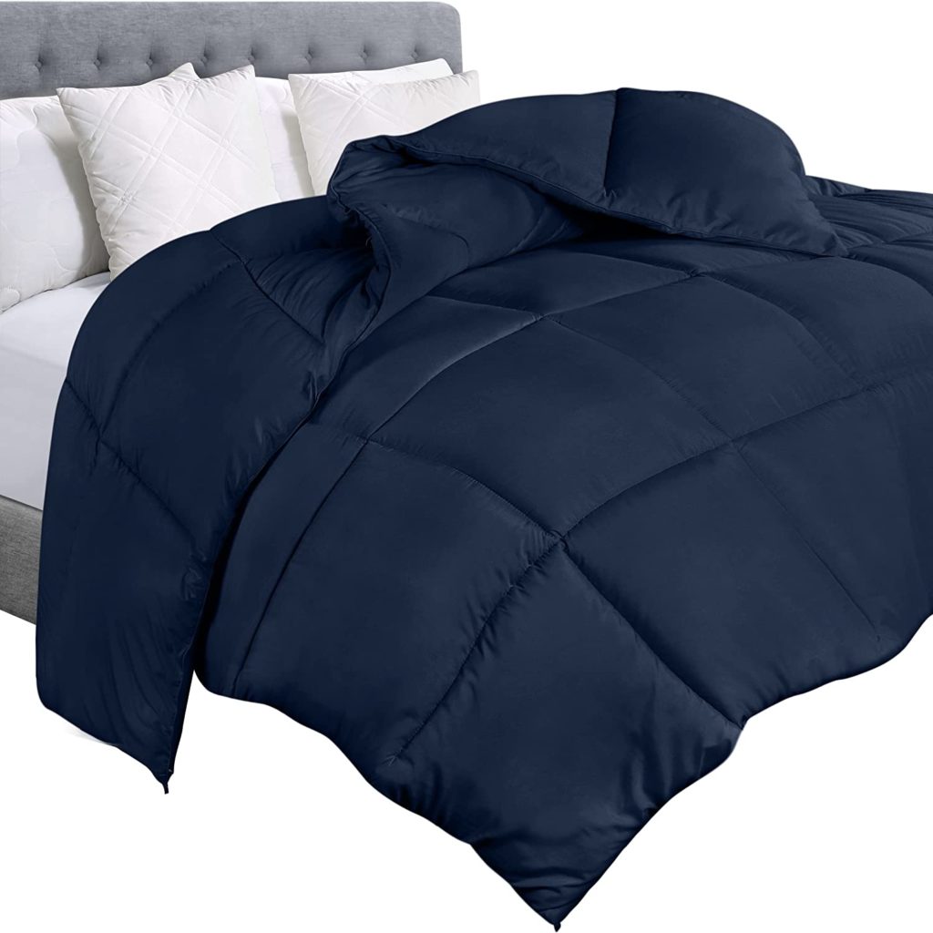 Utopia Bedding Comforter Duvet Insert - Quilted Comforter with Corner Tabs - Box Stitched Down Alternative Comforter (Queen, Navy)