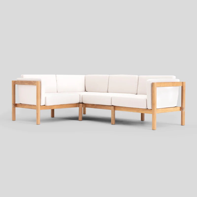 Neighbor The Haven Sectional  https://www.hineighbor.com/products/teak-outdoor-sectional