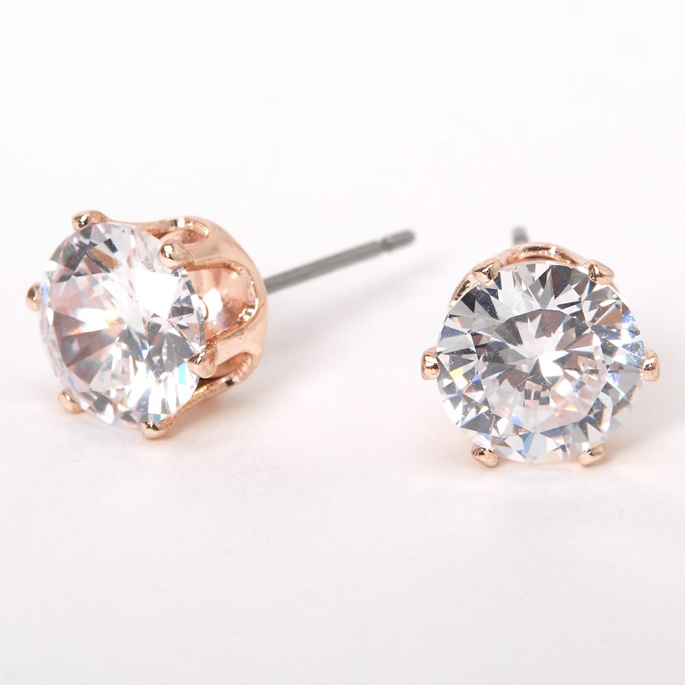 Claire’s 18ct Rose Gold Plated Cubic Zirconia Round Stud Earrings 8MM Review 