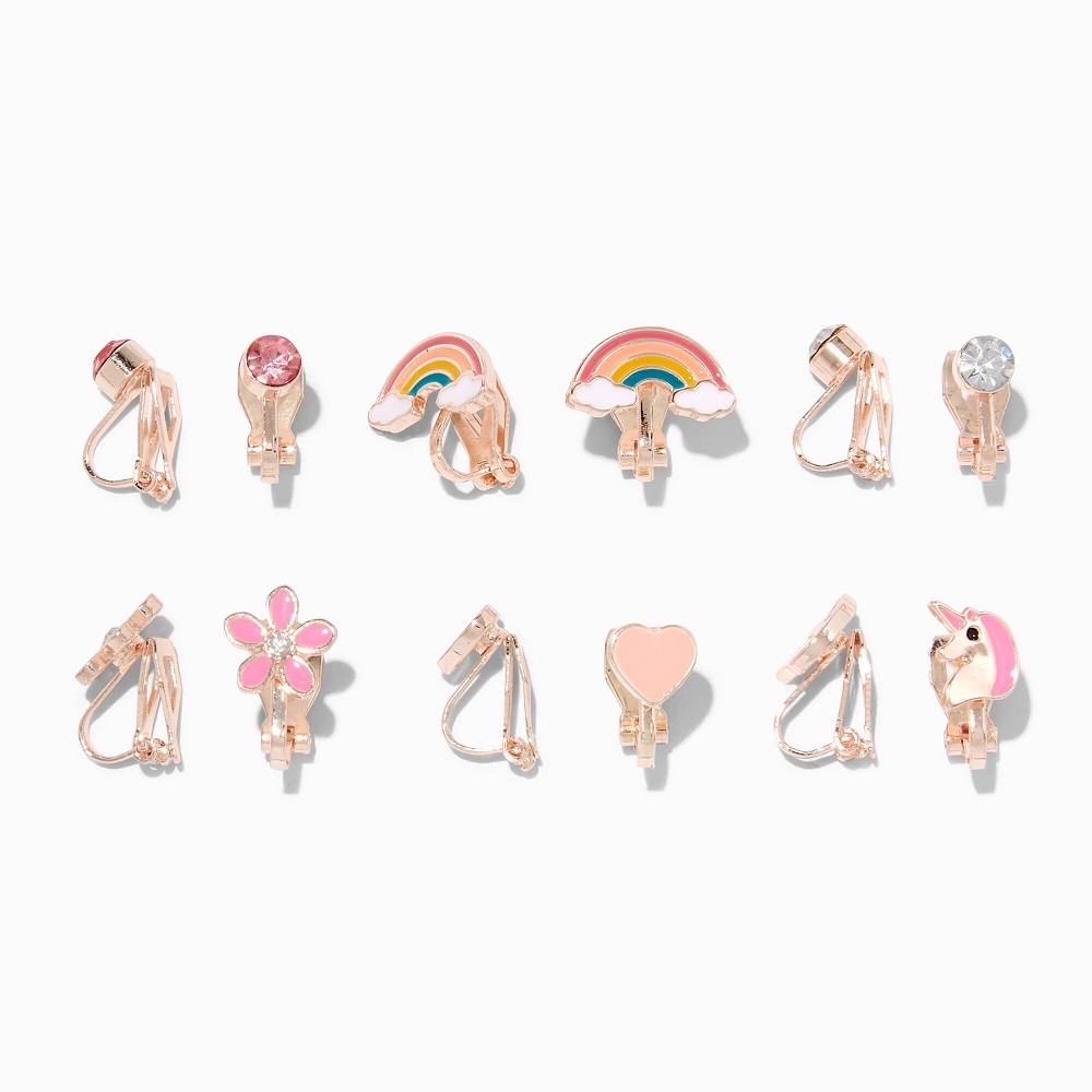 Claire’s Rose Gold Embellished Rainbow Clip-On Earrings - 6 Pack Review