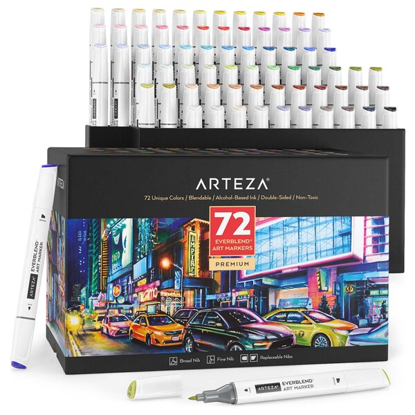 Arteza Everblend Ultra Art Markers - Set of 72 