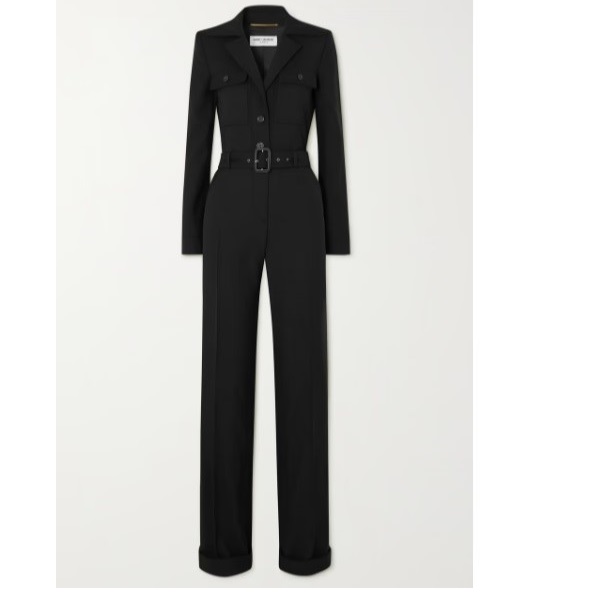 Net-A-Porter Saint Laurent Belted Wool Jumpsuit 