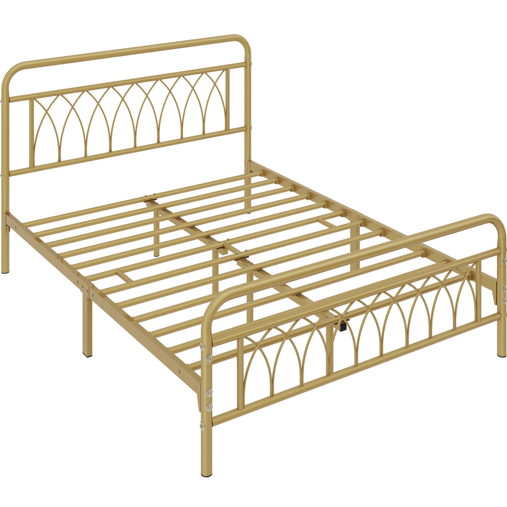 Yaheetech Bed Frames Antique Gold Metal Bed with Headboard Review