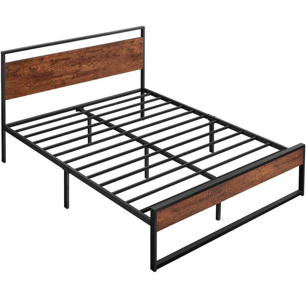 Yaheetech Queen Metal Bed Frame with Wooden Headboard Review 