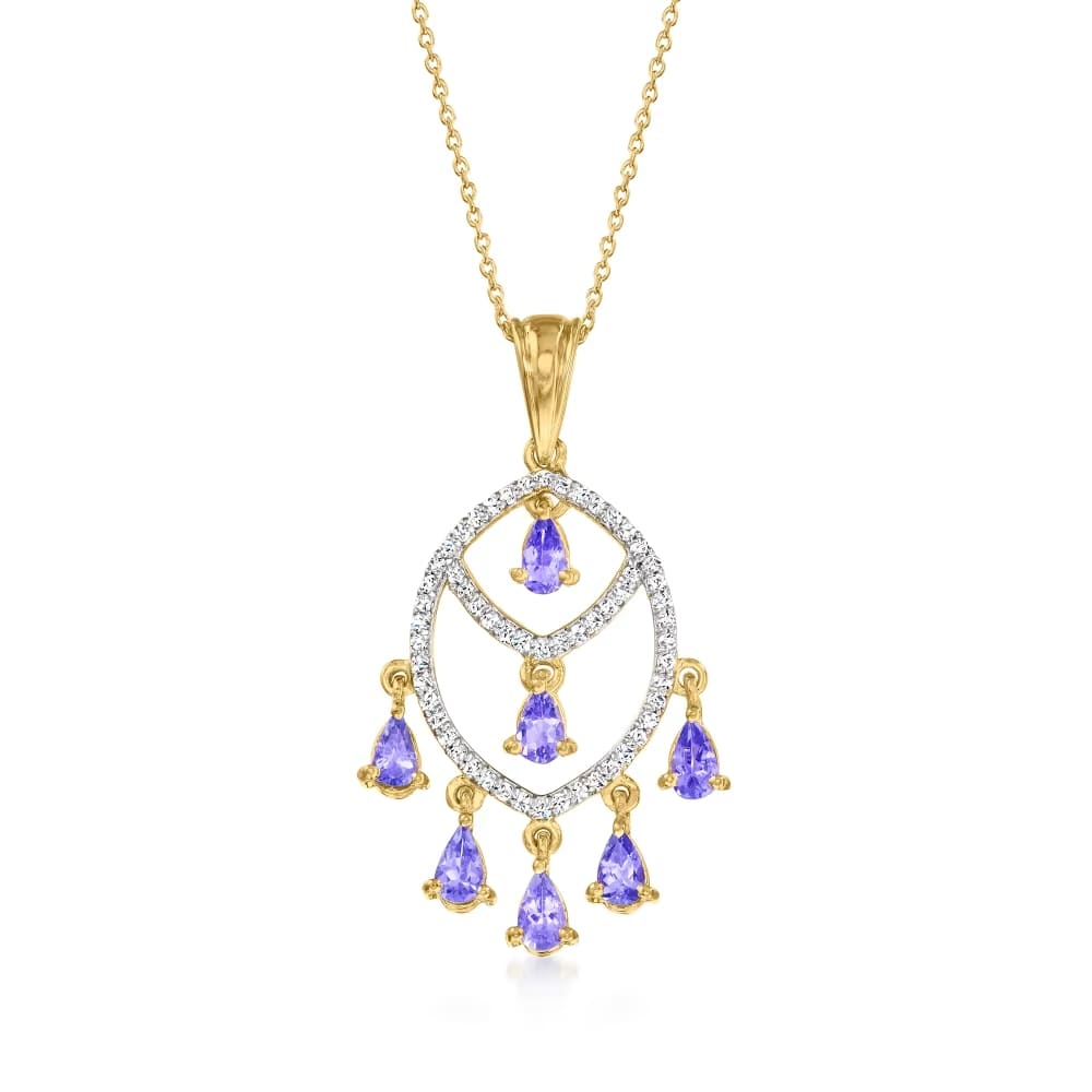 Ross-Simons Tanzanite and .40 ct. t.w. White Topaz Pendant Necklace in 18kt Gold Over Sterling Review