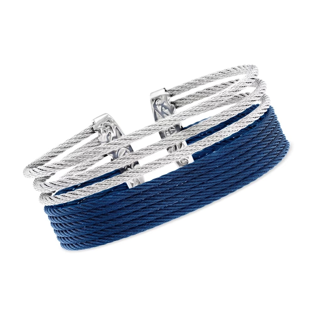 Ross-Simons ALOR Blue and Gray Stainless Steel Cable Stacked Cuff Bracelet Review
