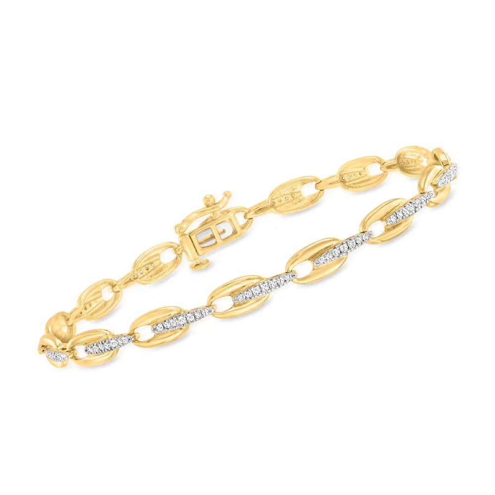 Ross-Simons Diamond Oval-Link Bracelet in 18kt Gold Over Sterling Review