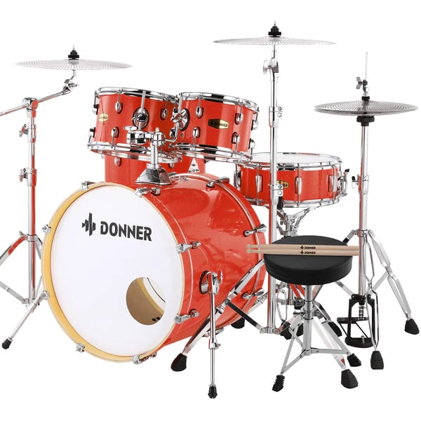 Donner Deal DDS-520 22-inch 5-Piece Professional Drum Kit Full-Size Silent Set