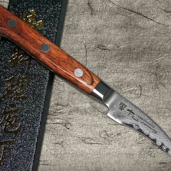 Hocho Knife Tamahagane Kyoto 63 Layer-Damascus Wood Handle Japanese Chef's Peeling Knife 70mm Review
